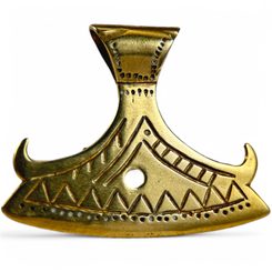 BEARDED AXE OF PERUN, brass Slavic pendant