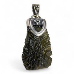 MORAVIA, Moldavite, pendentif, argent 925/1000
