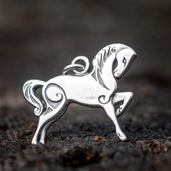 Cheval Celtique, pendentif en argent