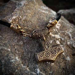 SCANIA, viking leather braided necklace, bronze
