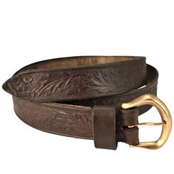 Chêne, ceinture en cuir avec décoration en chêne, marron, bronze