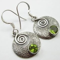 BELTINE, silver earrings, peridot, Ag 925/1000
