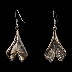 GINKGO, earrings, bronze