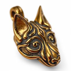 VIKING WOLF HEAD, silvered pendant by Wulflund