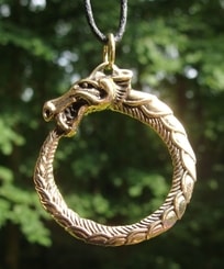 Jormungandr, Bronze Pendant Snake from Midgard, Uroboros