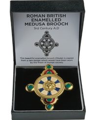 Roman Enamel Brooch Featuring Medusa