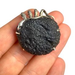 MOLDAVITE RING, trillion cut, sterling silver
