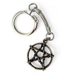Pentagram keyring, zinc old brass