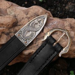 VIKING BELT, Borre Beast, leather bronze Black