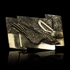 Flying Falcon, belt buckle, brass