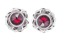 ROSA, silver earrings with garnets, Ag 925/1000