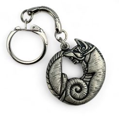 Celtic fox keychain, zinc antique silver