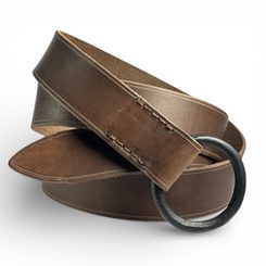 ALBAN, leather belt with forged buckle