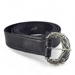 Viking leather belt Wolf Borre, black