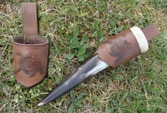 HORN 0,3 l and LEATHER HOLDER, ODIN