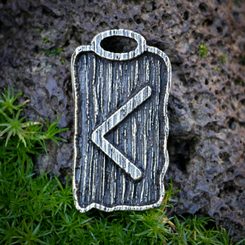 KENAZ - Rune Pendant, zinc ant.brass