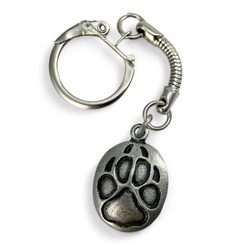 Wolf track keyring, zinc antique silver