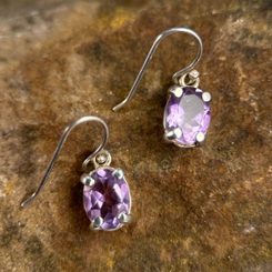 KIRA, earrings, silver and amethyst