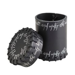 Leather cup for dice, Elven script