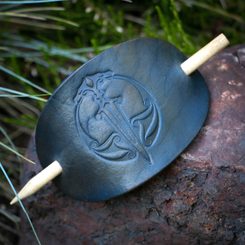 PRAGA, leather Hair Clip, green