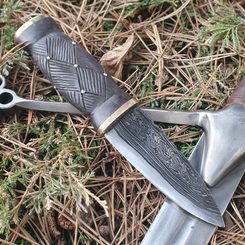 Sgian Dubh, couteau écossais - acier damassé