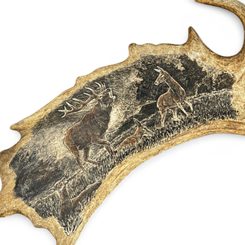 DEER and DOE, fallow deer antler - Scrimshaw
