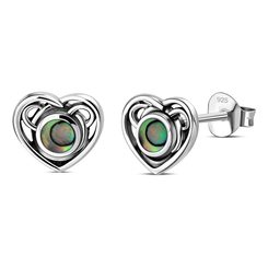 Celtic heart, silver earrings, pearl 925/1000