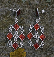 VILMA, ambre, boucles d'oreilles en argent