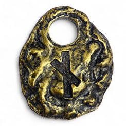 NAUTHIZ, rune, amulette, laiton ancien