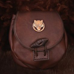 WOLF, Leather Medieval Bag, bronze
