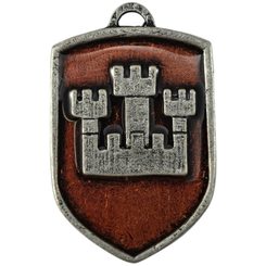 PRAGUE, medieval coat of arms in shield, 14th century, zinc, enamel