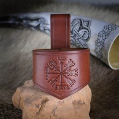 VEGVÍSIR porte-corne en cuir marron