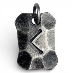 KENAZ, forged iron rune pendant