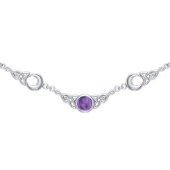 MOON PHASES, silver necklace with amethyst Ag 925