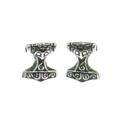 THOR'S HAMMER, Ear Studs, Sterling Silver