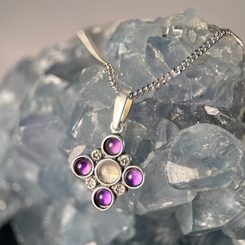 PRAGA, medieval pendant, amethyst and moonstone , silver 925/1000