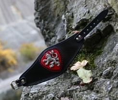 BOHEMIAN LION, black, red, leather bracelet