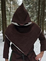 Viking hood, lined, wool and linen, Norway