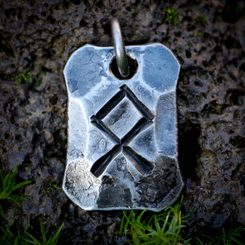 OTHALA forged rune pendant