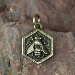 HONEYBEE, pendant, zinc antique brass
