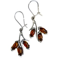 RENIA, amber, earrings, sterling silver