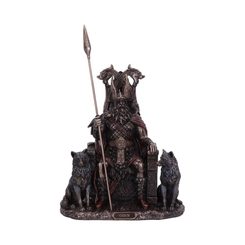 Bronze Odin All Father Wolves and Throne Figurine