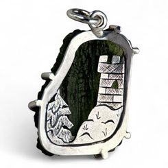 CASTELLUM, přívěsek, vltavín, stříbro 925/1000