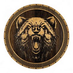 Fenrir Wolf, wooden wall picture 32cm