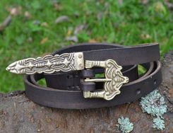 BORRE, Ceinture en cuir de style Viking, Marron