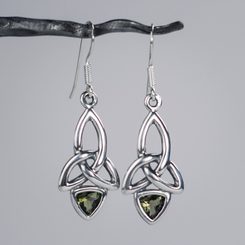 KIRA, earrings, moldavite and silver
