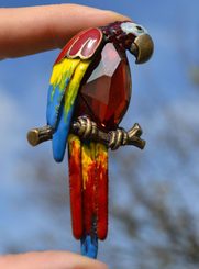 PARROT ARA, broche de luxe avec épingle, Swarovski