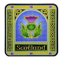 Wooden coaster, Scottish thistle