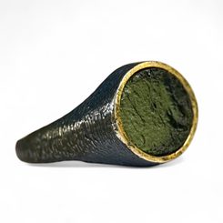 Theodoricus Silver MOLDAVITE Ring
