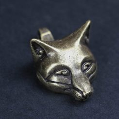 RENARD, pendentif tête de renard, zinc